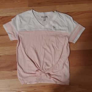 Abercrombie pink and white t-shirt